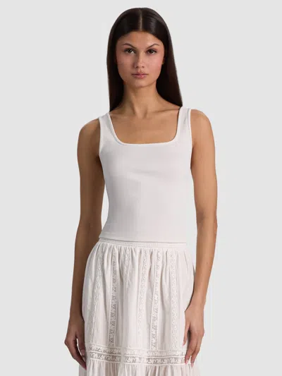 Alice And Olivia Daryn Ribbed Tank In White