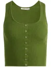 Alice And Olivia Daryn Button Through Cropped Tank In Green