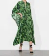 Alice And Olivia Deanne Midi Shirt Dress With Belt In Jungle Palm Off White In Green