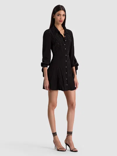Alice And Olivia Deborah Mini Shirt Dress In Black