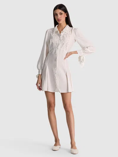 Alice And Olivia Deborah Mini Shirt Dress In White