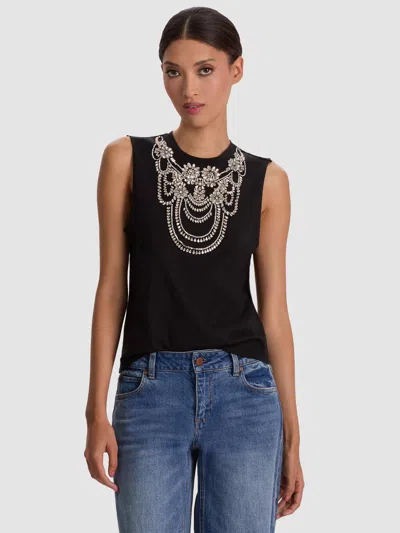 Alice And Olivia Dede Embellished Tank In Black
