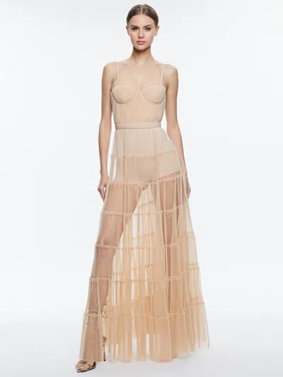 Alice And Olivia Deena Pleated Maxi Dress With Hot Pant