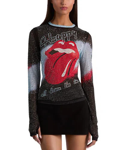 Alice + Olivia Alice And Olivia Delaina Embellished Crewneck Top In Yellow
