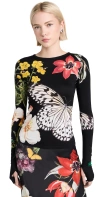 ALICE AND OLIVIA DELAINA LONG SLEEVE TOP ESSENTIAL FLORAL