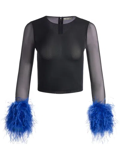 ALICE AND OLIVIA DELAINA LONG-SLEEVED MESH TOP