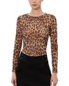 Alice And Olivia Delaina Mesh Long Sleeve Top In Brown
