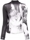 Alice And Olivia Delaina Long Sleeve Turtleneck Top In Grey