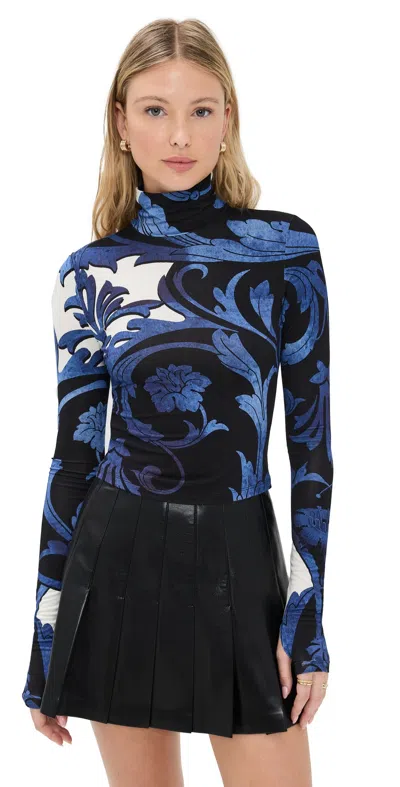 ALICE AND OLIVIA DELAINA TURTLENECK CROPPED TOP REGAL RETREAT