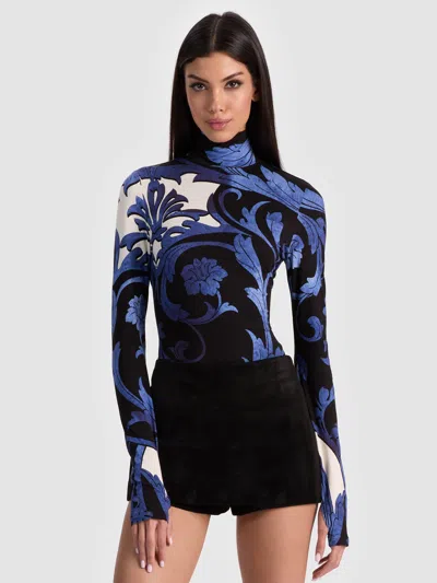 Alice And Olivia Delaina Turtleneck Top In Multi