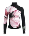 Alice And Olivia Delaina Womens Floral Print Viscose Turtleneck Top In Luna Floral