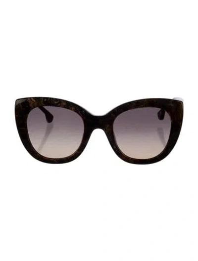 Pre-owned Alice And Olivia Delancey Crystal Cat-eye Sunglasses In Brown