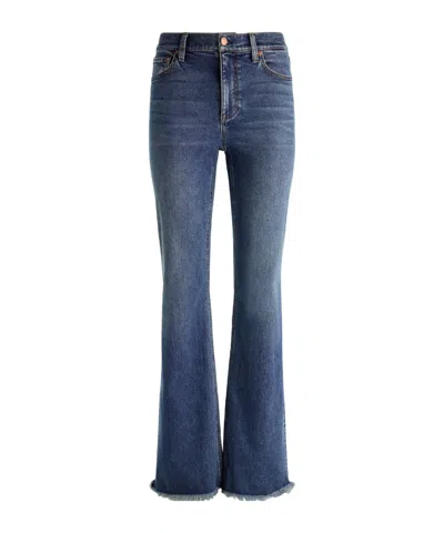 Alice And Olivia Delancey Frayed Bootcut Jeans In Blue