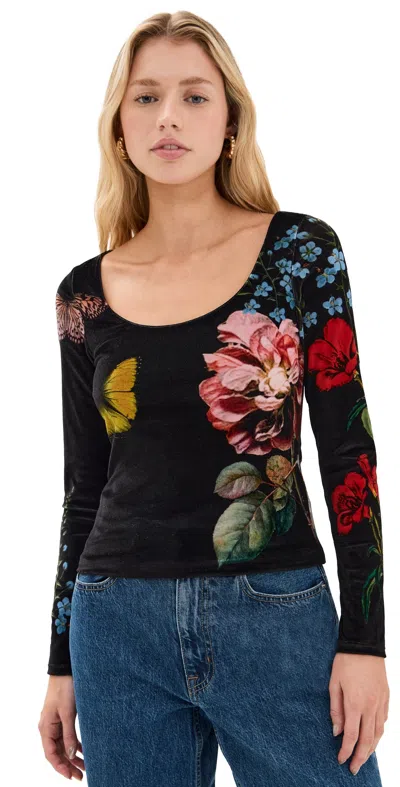 Alice And Olivia Delania Scoop Neck Top In The Wind Floral