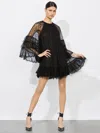 Alice And Olivia Delia Ruffled Tunic Dress In Black