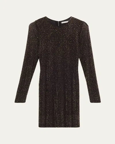 Alice And Olivia Delora Embellished Mini Dress In Brown