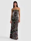 Alice And Olivia Delora Embroidered Gown In Black