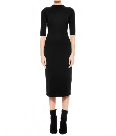 Alice And Olivia Delora Fitted Midi Dress In Black