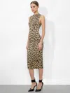 Alice And Olivia Delora Fitted Mock Neck Dress In Brown
