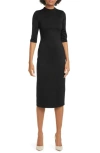 ALICE AND OLIVIA DELORA FITTED MOCK NECK DRESS
