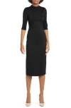 Alice And Olivia Delora Fitted Midi Dress In Black In Black