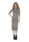 Alice And Olivia Delora Fitted Leopard Mock-neck Dress In Textured Leopard