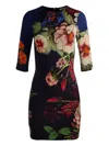 Alice And Olivia Delora Floral-print Crew-neck Mini Dress In Multi