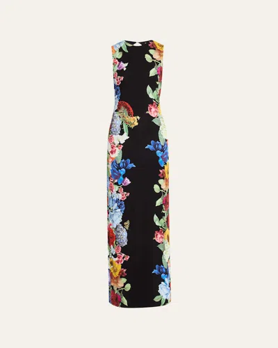 ALICE AND OLIVIA DELORA FLORAL SLEEVELESS MAXI DRESS