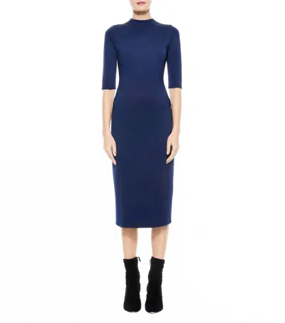 Alice And Olivia Delora Knit Bodycon Dress In Navy In Blue