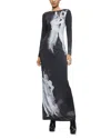 Alice And Olivia Delora Long Sleeve Maxi Dress In Fresco Black