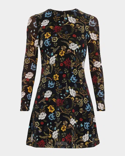 ALICE AND OLIVIA DELORA LONG-SLEEVE MESH MINI DRESS
