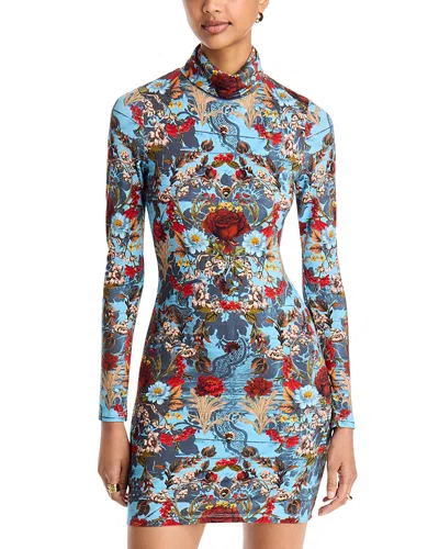 Alice And Olivia Delora Long Sleeve Turtleneck Dress In Blue