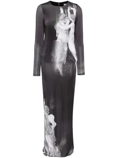 Alice And Olivia Delora Long Sleeve Maxi Dress In Black