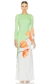 Alice And Olivia Delora Floral Color Block Maxi Dress In Dream Life Sharp Green