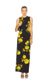 Alice And Olivia Delora Rosehips Open-back Sleeveless Maxi Dress In Red