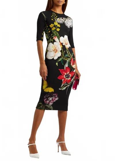 Alice And Olivia Delora Midi Dress In Essential Floral In Multi