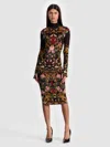 Alice And Olivia Delora Midi Dress In Multi