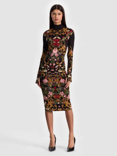Alice And Olivia Delora Midi Dress In Multi