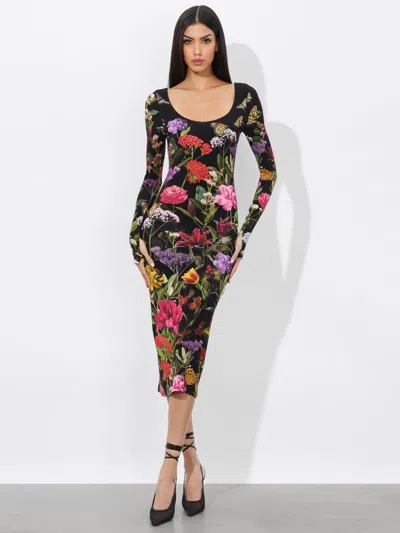 Alice And Olivia Delora Midi Dress In Secret Garden