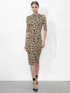 Alice And Olivia Delora Fitted Leopard Mock-neck Dress In Textured Leopard