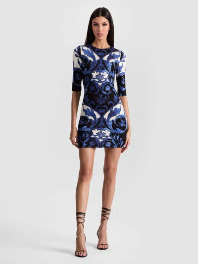 Alice And Olivia Delora Mini Dress In Blue