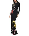 Alice And Olivia Tom Wesselmann Open-back Printed Jersey Maxi Dress In Black Print