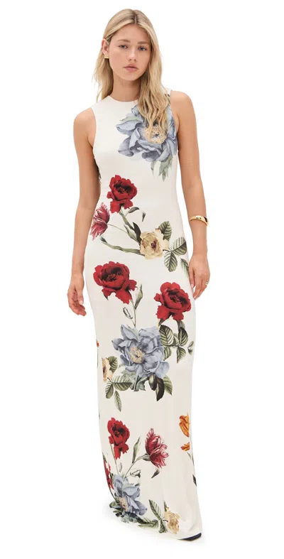 Alice And Olivia Delora Open Back Maxi Dress Provence Floral Lg
