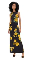 Alice And Olivia Delora Open Back Sleeveless Crew Neck Maxi Dress Rosehips In Black