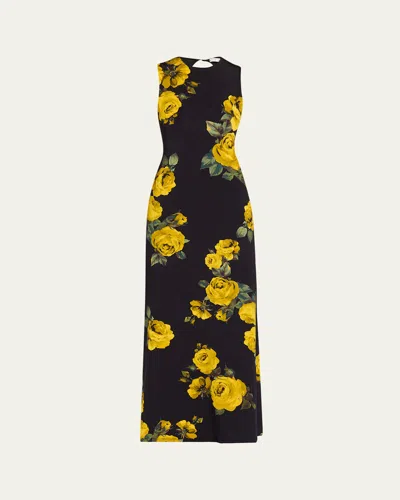ALICE AND OLIVIA DELORA ROSEHIPS OPEN-BACK SLEEVELESS MAXI DRESS