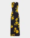 Alice And Olivia Delora Open Back Sleeveless Crew Neck Maxi Dress Rosehips In Black