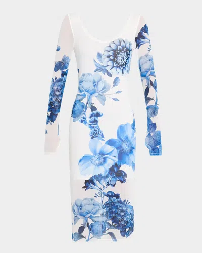 Alice And Olivia Delora Scoop-neck Ankle Dress In Blue