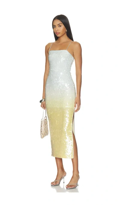 Alice And Olivia Delora Sequin Strapless Midi Dress Clear Skies In Blue