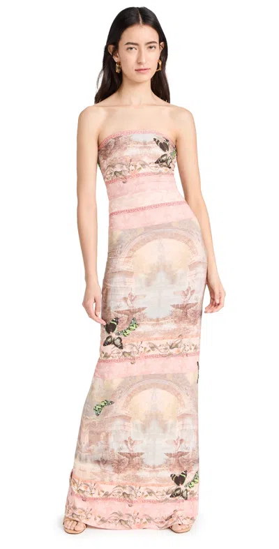 Alice And Olivia Delora Strapless Maxi Dress In Versaille