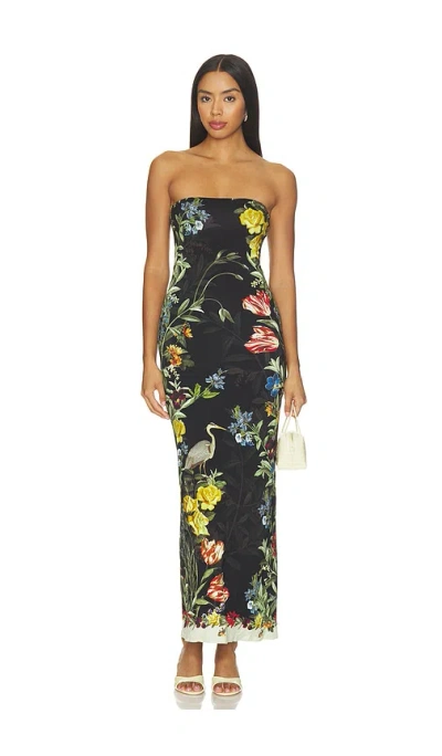 Alice + Olivia Delora Strapless Midi Dress Desert Springs Black